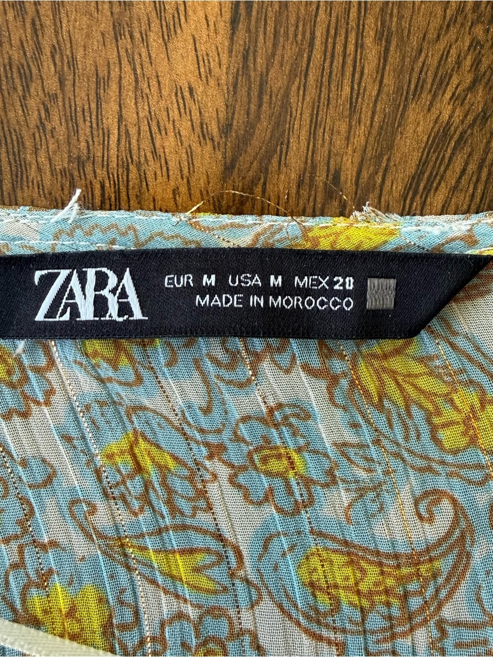 Zara Yellow & Blue Paisley Long Sleeve Top - Picture 3 of 4